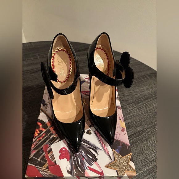 Christian Louboutin 20th Anniversary Pensee Black Patent Leather & Suede Heels - Picture 4 of 16